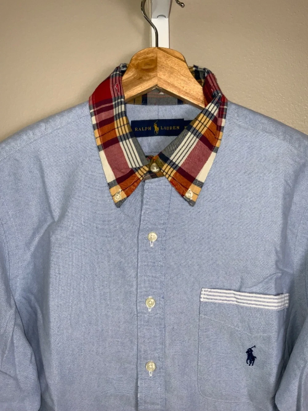 Polo Ralph Lauren Classic Button Down Oxford Shirt with Madras Collar